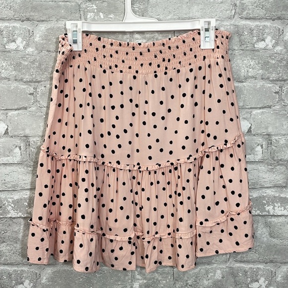 Maurices Pink Polka Dot Tiered Skirt - Picture 3 of 4